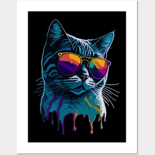 Maine cat with Sunglasses Posters and Art